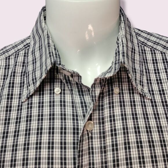 BLACK & white cherkered hathaway sport button down | size large - Picture 2 of 6